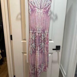 Armani Exchange Pink Ruffled Tiered Maxi Sundress